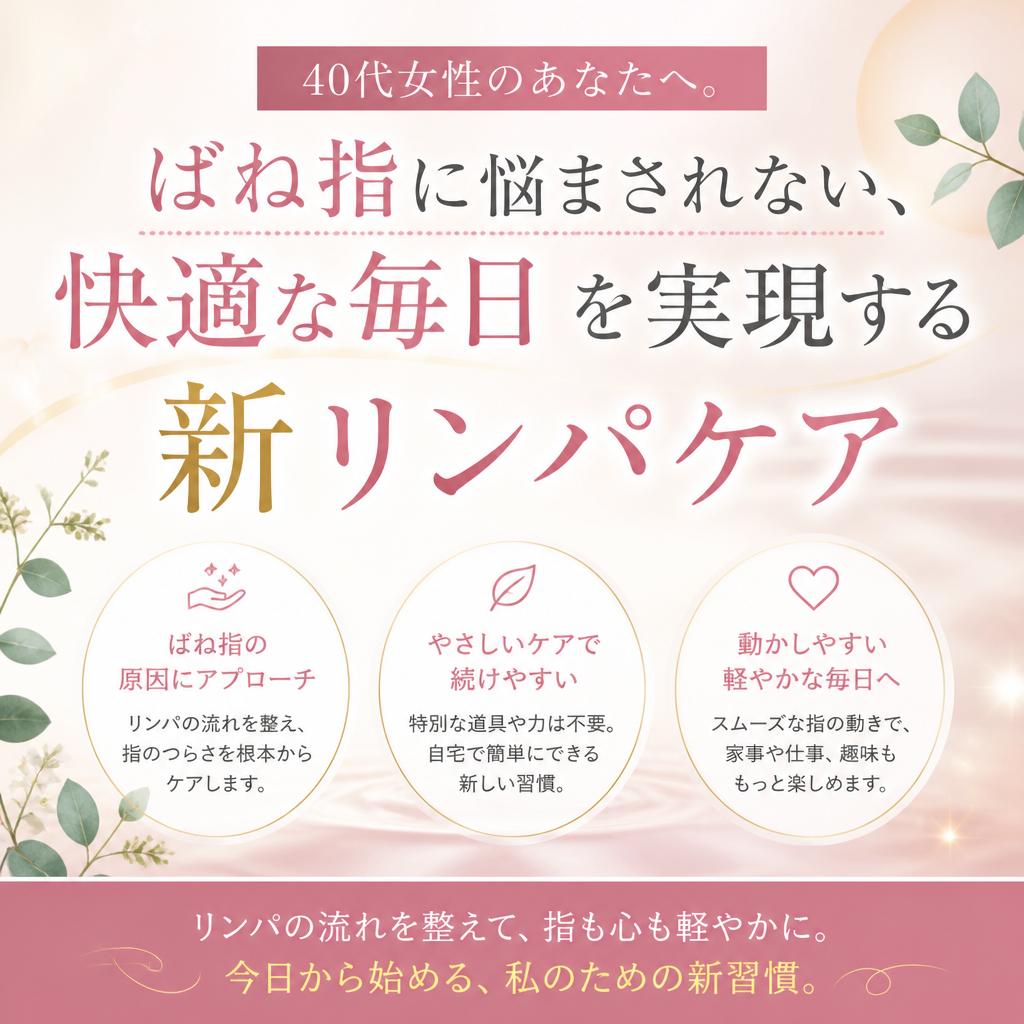 40代女性のあなたへ。ばね指に悩まされない、快適な毎日を実現する新リンパケア